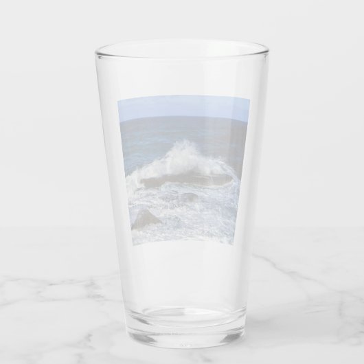 Crashing Wave On Rock Formation Glass Glas (Achterkant)