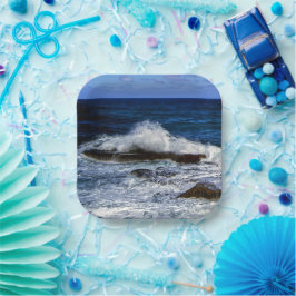 Crashing Wave On Rock Formation Paper Bord