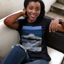 Crashing Wave On Rock Formation Print T-shirt