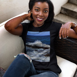 Crashing Wave On Rock Formation Print T-shirt