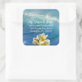 Crashing Waves Frangipani Retouradres Seal Vierkante Sticker (Tas)