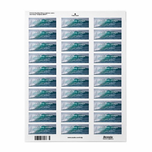 Crashing Waves Ocean Return Address Labels (Full Sheet)