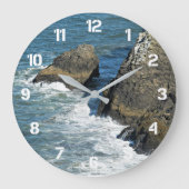 Crashing Waves op Rocky Coastline Grote Klok (Voorkant)