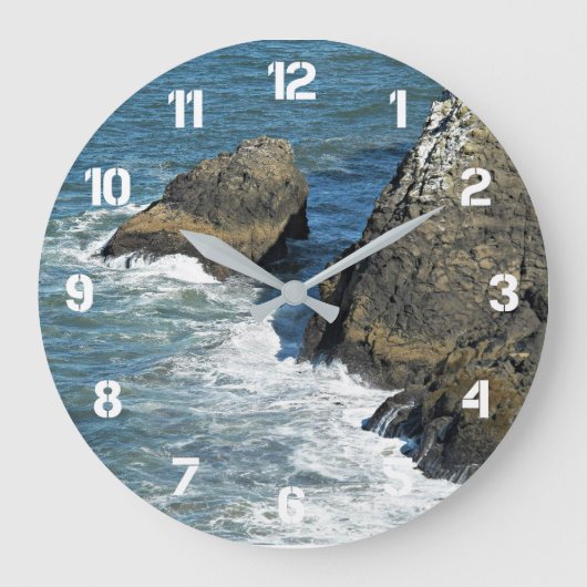 Crashing Waves op Rocky Coastline Grote Klok (Voorkant)
