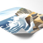 Crashing Waves | Rocky Coastal Shore Watercolor Poster (Hoek)