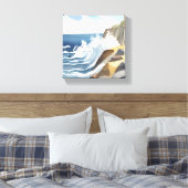 Crashing Waves | Rocky Coastal Shore Waterverf Canvas Afdruk (Insitu (Slaapkamer))