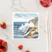 Crashing Waves | Rocky Coastal Shore Waterverf Servet (Insitu)