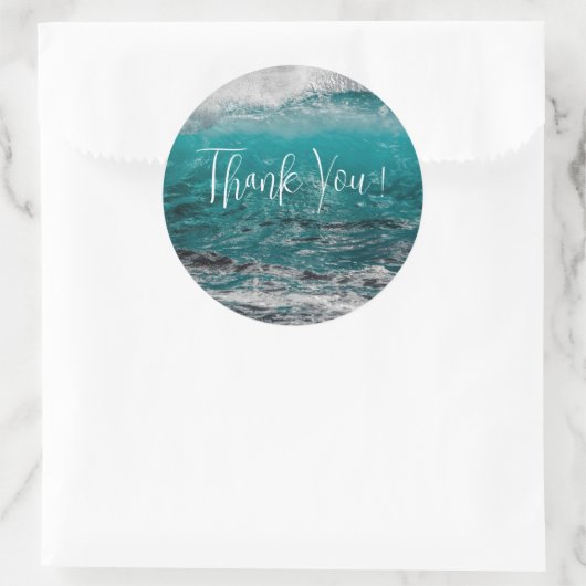 Crashing Waves Ronde Bruiloft Dank u Stickers (Tas)