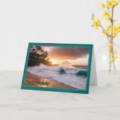 Crashing Waves Verjaardag Kaart van de vrouw (Gele Bloem)