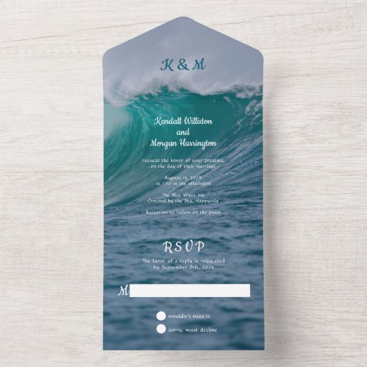 Crashing Waves Wedding All in One Invitting All In One Uitnodiging (Binnen)