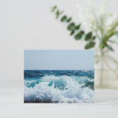 CrashWave Zee Surf Beach Water Fantastic Blue Briefkaart (Staand voorkant)