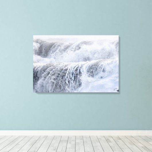 CrashWaves in de winter Canvas Afdruk (Insitu (Houten vloer))