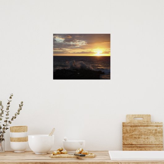 CrashWaves op Sunset Poster (Keuken)