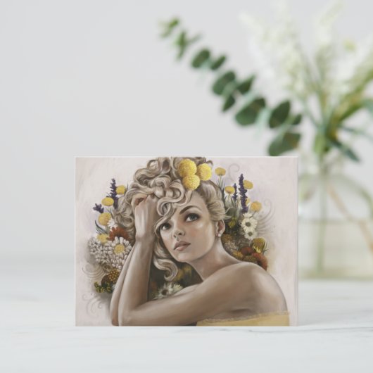 "Craspedia" Briefkaart van schilderijen (Staand voorkant)