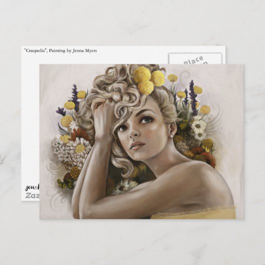 "Craspedia" Briefkaart van schilderijen (Voorkant / Achterkant)
