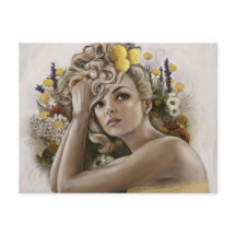 "Craspedia" Briefkaart van schilderijen