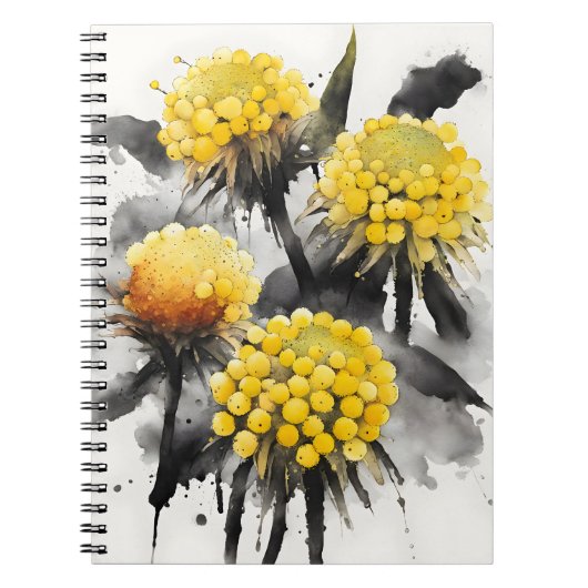 Craspedia - Watercolor bloemen Notitieboek (Voorkant)