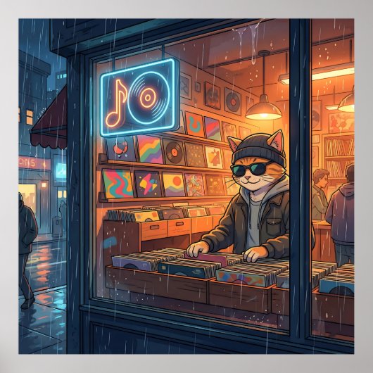 Crate Digging at the Vinyl Store Poster (Voorkant)