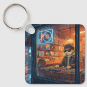 Crate Digging at the Vinyl Store Sleutelhanger (Voorkant)