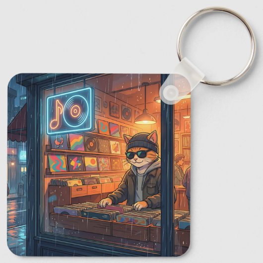 Crate Digging at the Vinyl Store Sleutelhanger (Achterkant)