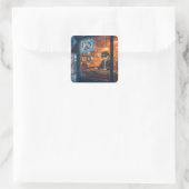 Crate Digging at the Vinyl Store Vierkante Sticker (Tas)