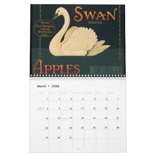 , Crate Label Calendar Kalender (Mar 2026)