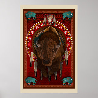 Cratemade Native American Buffalo Design poster