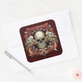 Cratemade Skull met vleugelsticker Vierkante Sticker (Envelop)