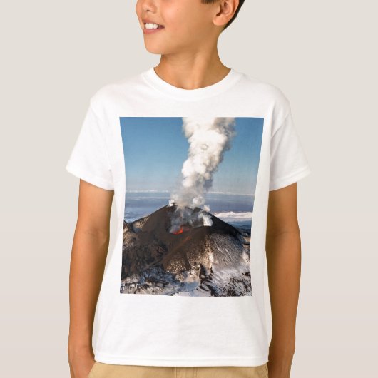 Crater eruption vulcano: lava, gas, stoom, as t-shirt (Voorkant)