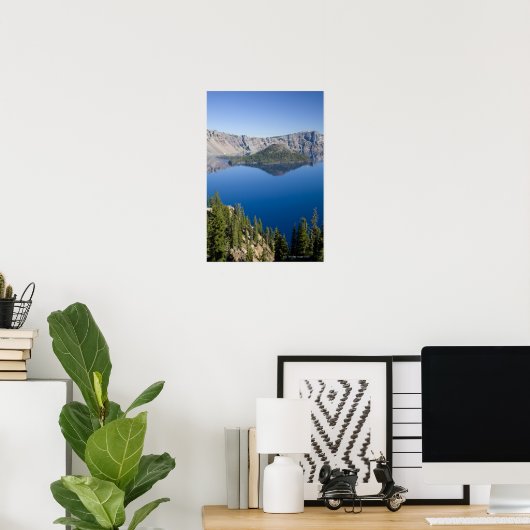 Crater Lake en Wizard Island Poster (Thuiskantoor)
