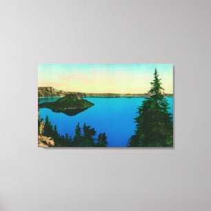 Crater Lake en Wizard Island Uitzicht Canvas Afdruk