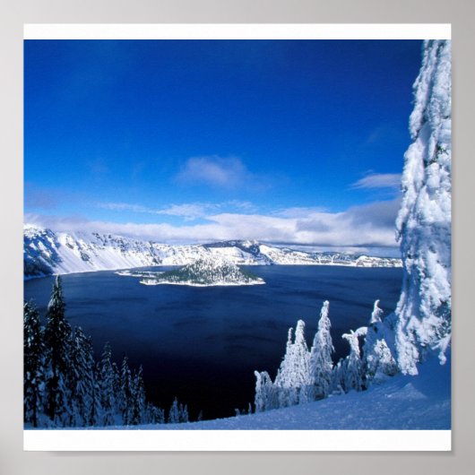 Crater Lake in Winter Oregon Poster (Voorkant)