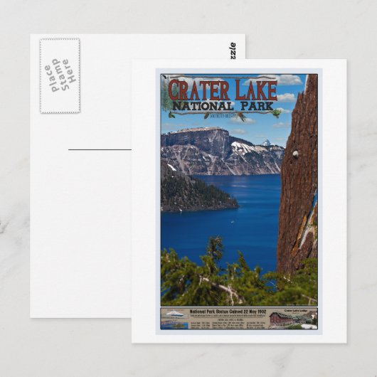 Crater Lake - Informationeel Poster Briefkaart (Voorkant / Achterkant)