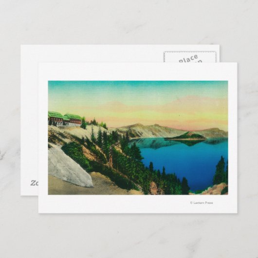 Crater Lake Lodge over het meer Briefkaart (Voorkant / Achterkant)
