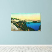 Crater Lake Lodge over het meer Canvas Afdruk (Insitu (Houten vloer))