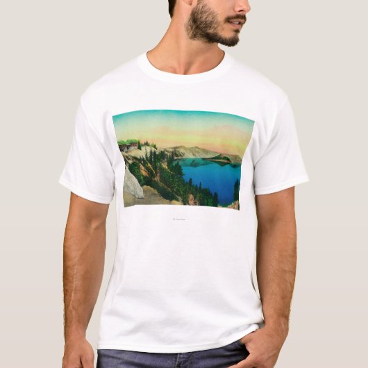 Crater Lake Lodge over het meer T-shirt (Voorkant)