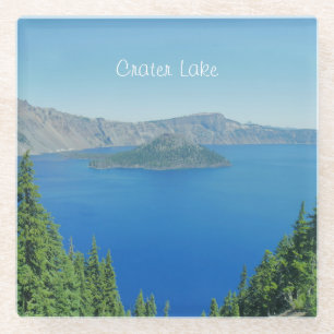 Crater Lake met Blue Sky en Water Photo Glazen Onderzetter
