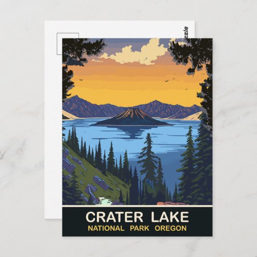 Crater Lake, Nationaal Park, Oregon, Reizen Briefkaart (Voorkant / Achterkant)
