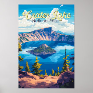 Crater Lake National Park Illustratie Reis Kunst Poster