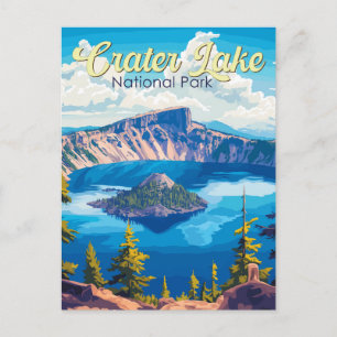 Crater Lake National Park Illustratie Reizen Kunst Briefkaart