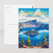 Crater Lake National Park Illustratie Reizen Kunst Briefkaart (Voorkant / Achterkant)