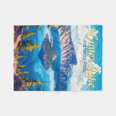 Crater Lake National Park Illustratie Reizen Kunst Fleece Deken (Voorkant (Horizontaal))