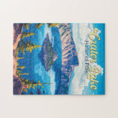 Crater Lake National Park Illustratie Reizen Kunst Legpuzzel (Horizontaal)