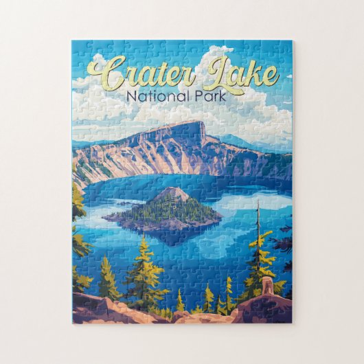 Crater Lake National Park Illustratie Reizen Kunst Legpuzzel (Verticaal)