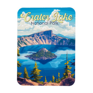 Crater Lake National Park Illustratie Reizen Kunst Magneet