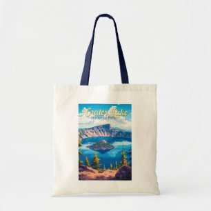 Crater Lake National Park Illustratie Reizen Kunst Tote Bag