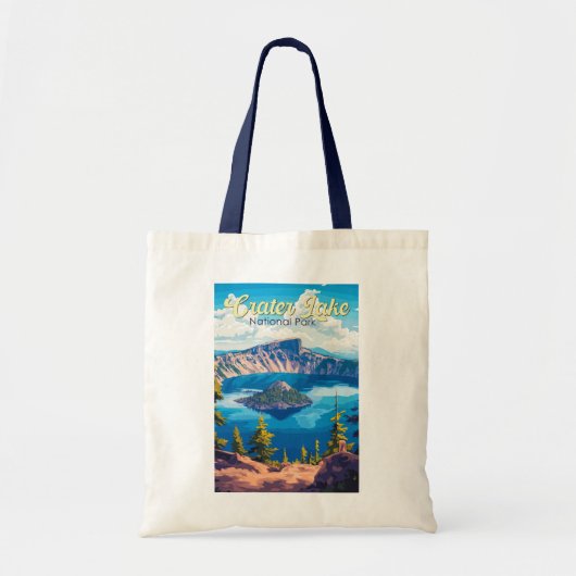 Crater Lake National Park Illustratie Reizen Kunst Tote Bag (Voorkant)