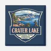 Crater Lake National Park Illustratie Retro Badge Magneet (Voorkant)