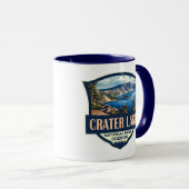 Crater Lake National Park Illustratie Retro Badge Mok (Voorkant rechts)