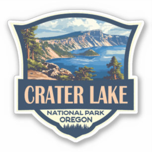 Crater Lake National Park Illustratie Retro Badge Sticker